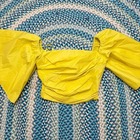 Tanya Taylor Sloane Bell Sleeve Crop Top Bohemian Stretch NWT Sz 0 - Picture 3 of 6